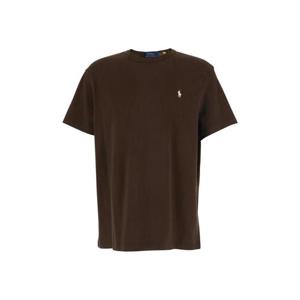 POLO RALPH LAUREN Classic Fit Brown Crew Neck T Shirt with Pony Embroidery in Cotton Man 710916698038
