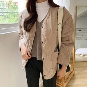 [올리비에스클로젯]다이아 퀼팅 기모안감 배색 점퍼_O2310JP027D