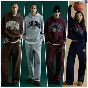 [NBA]N245PT020P GR 남여공용 엔비에이 기모 바지 와이드 팬츠 오버핏 루즈 추리닝