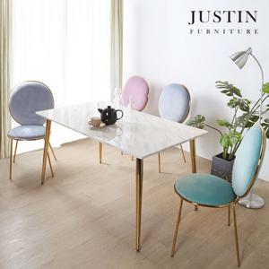 [저스틴퍼니처]제시카 4인 골드 대리석 식탁 세트