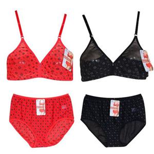 홑겹 망사 꽃패턴 노와이어 여성 브라팬티 0676tw