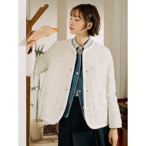 [빈폴레이디스]트위드 미디엄 패딩 재킷 - 아이보리 (BF5138C020