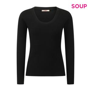 [숲]슬림핏 U넥 골지 긴팔 니트 (S5BLK14)