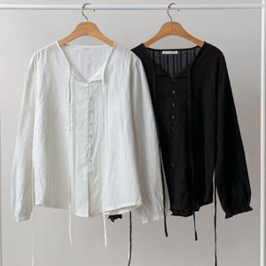 나야홍 / 빅사이즈블라우스 V667L511 청순한끈매듭블라우스 TC