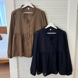 나야홍 / 빅사이즈블라우스 V669L511 프릴카라버튼블라우스 YP