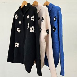 나야홍 / 빅사이즈아우터 T610L510 어반니트집업꽃가디건 EB