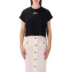 발망 로고 프린트 크롭 크루넥 티셔츠 GF1EE005BD40 EAB