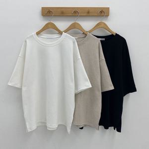 나야홍 / 빅사이즈티 Q224L510 데일리피치기모R반팔티 RD