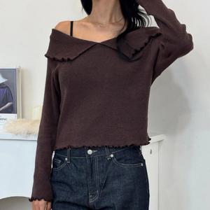 나야홍 / 빅사이즈 511 골지오프숄더티셔츠 DYPV680