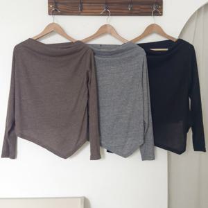 나야홍 / 빅사이즈티 V697L511 사선오프숄더티셔츠 RD