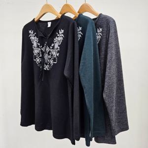 나야홍 / 빅사이즈티 T480L510 플라워나염리본긴팔티 MN