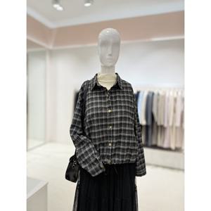 [숲]밑단스트링 훅단추 체크셔츠  SBALS84C