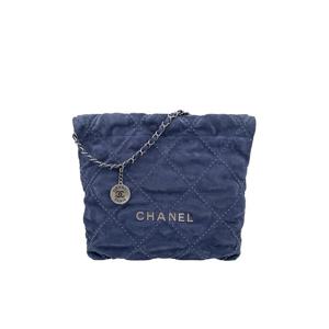 [엘러브] 새상품 샤넬 22백 스몰 블루 빈티지은장 스웨이드 5ET2022