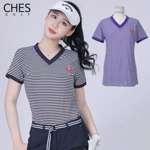 [체스]P 아이스 쿨 여성골프 브이넥 티