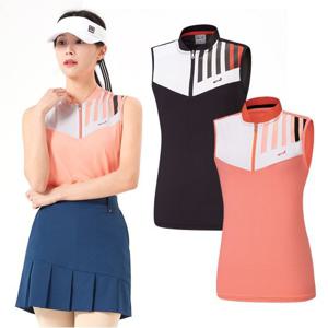 비티알 BTR 여성 골프웨어 여름 반팔 집업 나시형 티셔츠