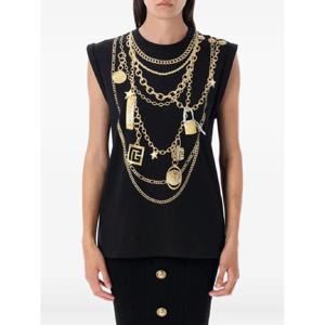 25 FW 발망 체인 프린트 탱크 탑 FF1ED004GE99EAD TP440754387