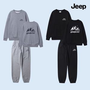 [백화점]지프 Jeep [남녀공용] 2025 F/W 루즈핏 맨투맨&밴딩 조거팬츠 트레이닝 세트 893992