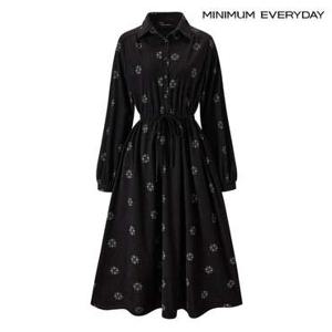 [백화점]미니멈 에브리데이 눈꽃 자수 카라 스트링 롱 원피스 (EB4OW010D)