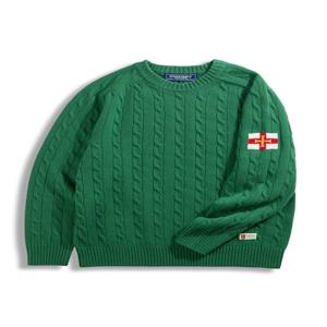 슈퍼 파인 메리노울 케이블 스웨터 - 포레스트 그린