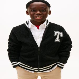 부클 스웨터 집업 재킷