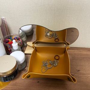 엄지척 액세서리 보관함 가죽 소품정리 트레이 접시 노랑 소