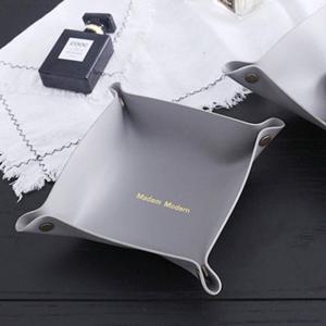 엄지척 가죽트레이 그레이 화장품트레이 열쇠트레이