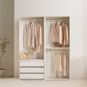 장인가구 [비밀특가] 장인가구 올리세 E0 드레스룸 시스템 옷장 세트 1600 B (800 2단행거+서랍옷장)