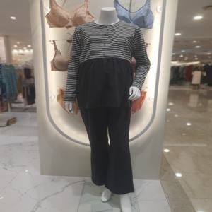 [마더피아] RTO5001T RBO5001B 임산부 스트라이프 수유복 상하세트