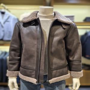 바쏘옴므 F/W (WSZ4UA46A)  브라운 양가죽 배색 레더 스웨이드 무스탕 자켓 점퍼