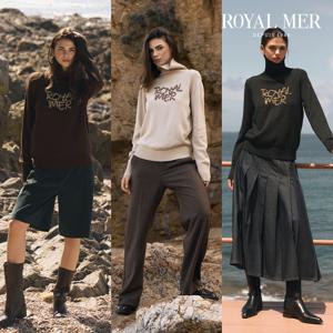 로얄메르 자수로고포인트 터틀넥 니트