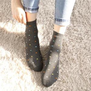 [서울양말]도트 통파일 5켤레 이중바닥 중목 여자 두꺼운 양말 등산 골프