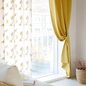 까르데코 옐로블라썸+디망쉬솔리드 긴창 암막커튼 2장