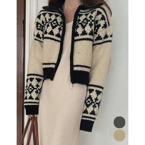 [위시드]캐쥬얼 노르딕 니트 집업 가디건 (WIBCCD009)