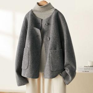 [블랙퀸] 프러그 노카라 기모 자켓 blk002586