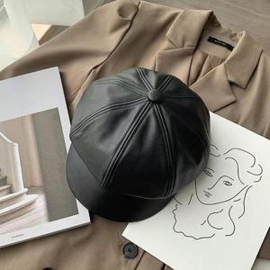 [라일리] Rly 여자 가을 겨울 클래식 캐주얼 무드 시크 레더 팔각모