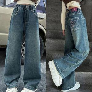 [삐삐네옷가게]초등학생 하트 와이드 데님 청바지