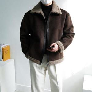 [쿼터]남자 스웨이드 에코 퍼 두툼 양털 무스탕 자켓 루즈핏 오버핏 2color