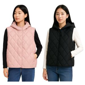 [시스넬라]후드퀄팅조끼 누빔 퀄팅 경량점퍼 겨울방한 1종