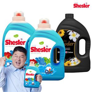 쉬슬러 액체 세탁세제 에이프릴 3.05L 2개+고농축 섬유유연제 파우더 3.06L 1개