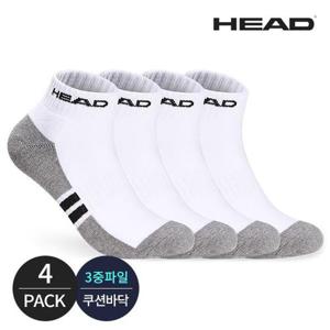 [헤드]남성 스포츠파일 링글포인트 발목양말 4P_WH/GY