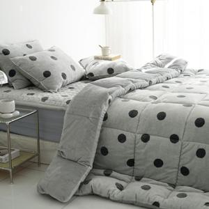 바숨 도트 겨울 극세사 차렵 이불세트 퀸 Q (베개솜포함)