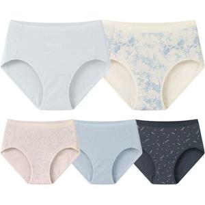 [미미캐츠]물랑루즈 소프트 슬림밴드 순면 스판 맥시 여성팬티 5매입 XF587