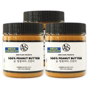 [순땅콩버터] 순 땅콩버터 크런치 300g X 3개 무첨가 100%