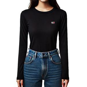 (85 90사이즈)타미힐피거 타미진스 여성 라운드넥 긴팔티 블랙 DM0DM14316-BDS