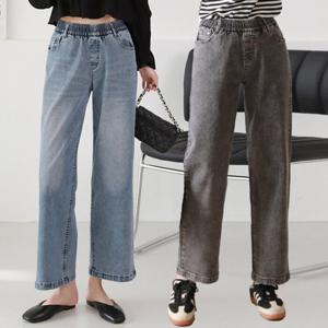 프롬하트 /  프롬하트  봄가을 돌청 워싱 밴딩 일자청바지