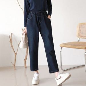 프롬하트 /  프롬하트  여성 빅사이즈 하이웨스트 본딩기모 배기 청바지