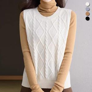 [유니제이] 캘리슨 라운드넥 니트 조끼