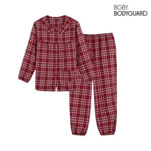 [트라이]보디가드 여성 선염 체크 면폴리 기모 겨울용 잠옷 커플 파자마 BBWNB914 상하의 세트