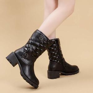 여성 겨울 방한 미들 하프 가보시 통굽 부츠 0912