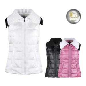 여성 가을 겨울 골프웨어 골프 덕다운 니트 배색 카라 경량 조끼